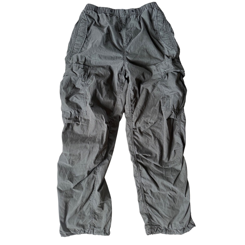 TNA Surplus Division Grey Cargo Pants XS Elastic Waist Drawstring Hem Utility